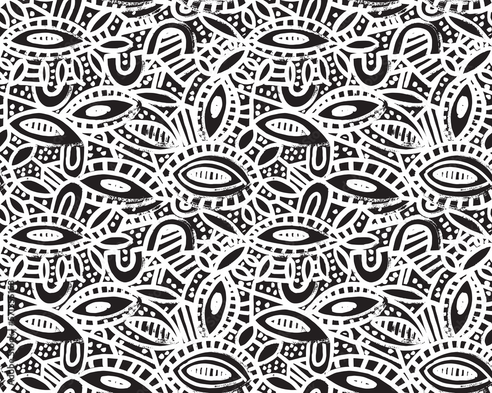 Fototapeta premium Abstract seamless black and white textile design