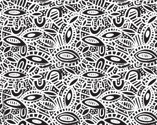Abstract seamless black and white textile design