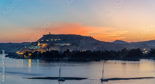 Sunset on the River Nile at Aswan  Egypt.