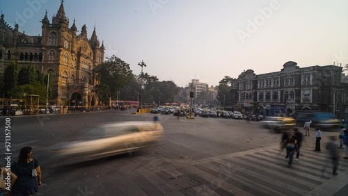 Mumbai busy road traffic timelapse hyper lapse 4k panoramic, India