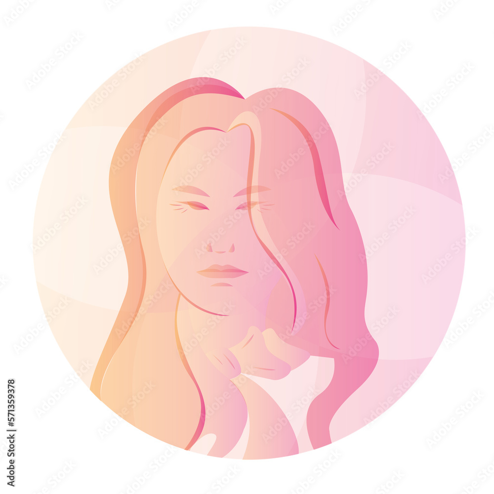 Portrait of a woman, gradient, transparency illustration Portrait of a woman, gradient, transparency illustration