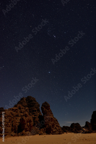 STARRY NIGHT AND NIGHT PHOTOGRAPHY DURING JEEP SAFARI IN THE SAHARA DESERT IN ALGERIA