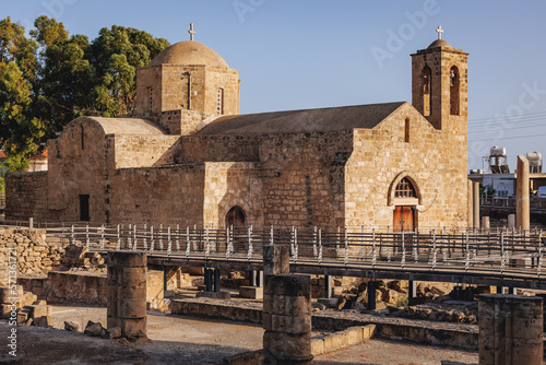 Remains of Chrysopolitissa complex with Agia Kyriaki Church in Paphos city, Cyprus island country photo