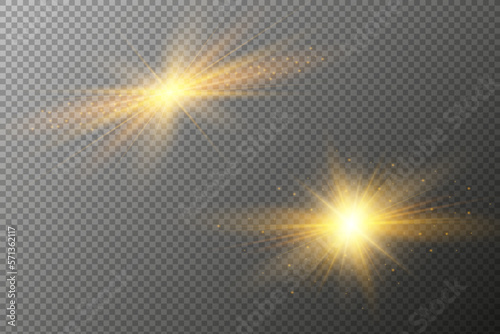 Star explodes on transparent background. Sparkling magic dust particles. Bright Star. The transparent shining sun  bright flash.