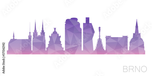 Brno, Czechia Low Poly Skyline Clip Art City Design. Geometric Polygon Graphic Horizon Icon. Vector Illustration Symbol.