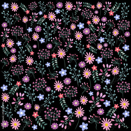Fondo floral sobre fondo negro. 2
