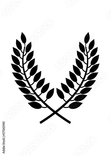 zwei gekreuzte zweige mit blättern als silouhette 