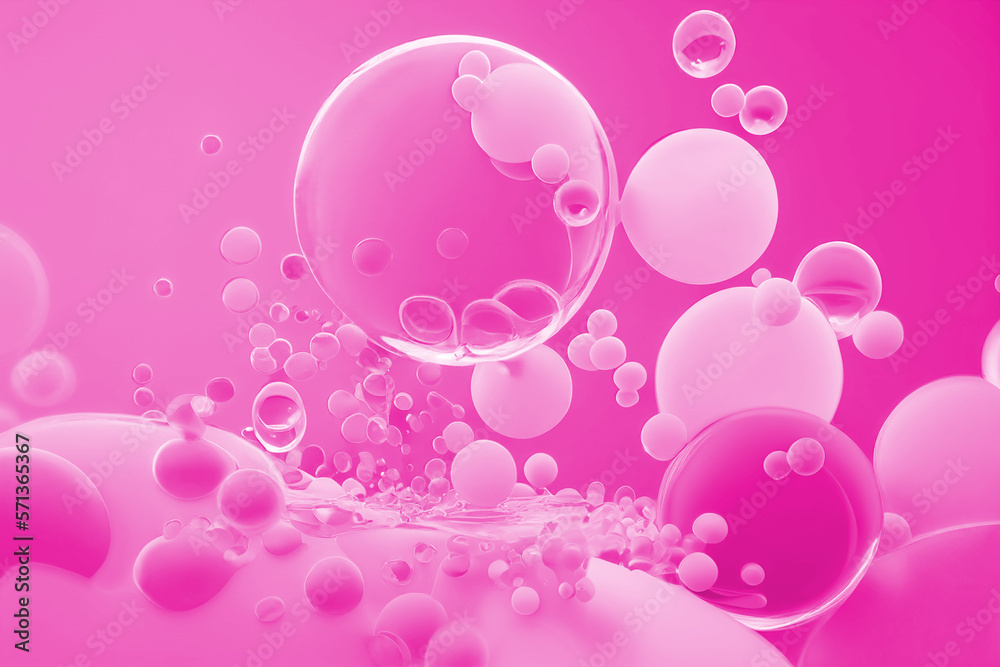 floating pink bubbles created using Generative AI technology