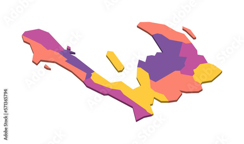 Haiti political map of administrative divisions - departments. Isometric 3D blank vector map in four colors scheme.