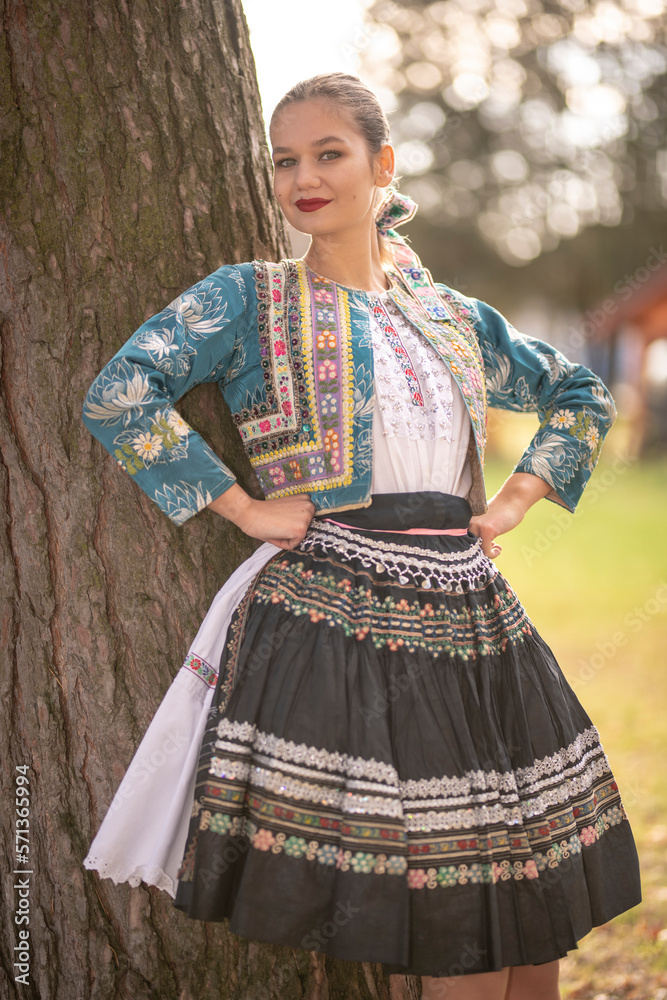 Slovak folk costume. Slovak folk dress. Slovak folklore. 