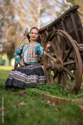 Slovak folk costume. Slovak folk dress. Slovak folklore. © muro