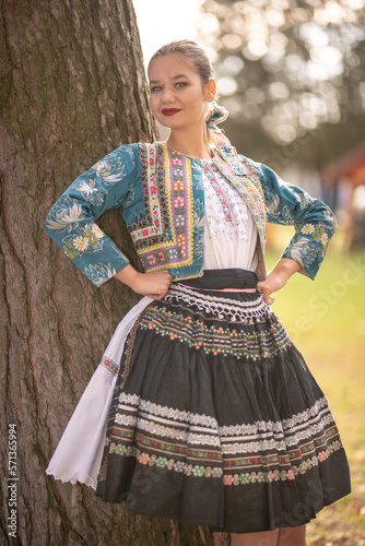 Slovak folk costume. Slovak folk dress. Slovak folklore. 