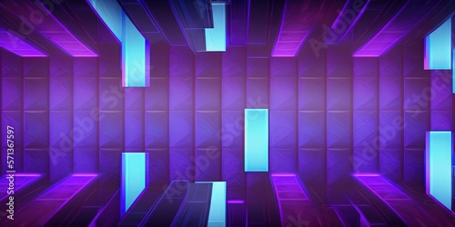 abstract geometric backdrop in purple and blue. Scene for advertisements, technologies, displays, banners, and the metaverse. Science fiction illustration. Display of products. Generative AI
