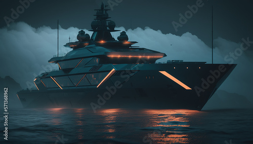 Valokuva Dark Yacht - Generative AI