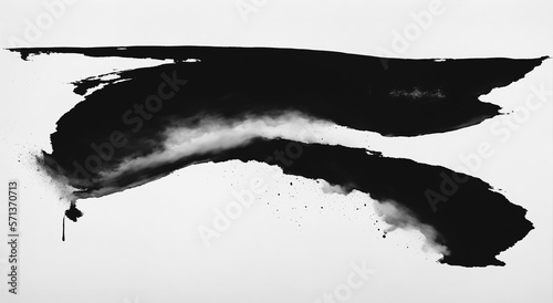 Grunge brush strokes ink  paint, black ink blot, abstract black water color on white background 