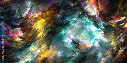 Abstract colorful space nebula background. Painting style illustration. Generative AI