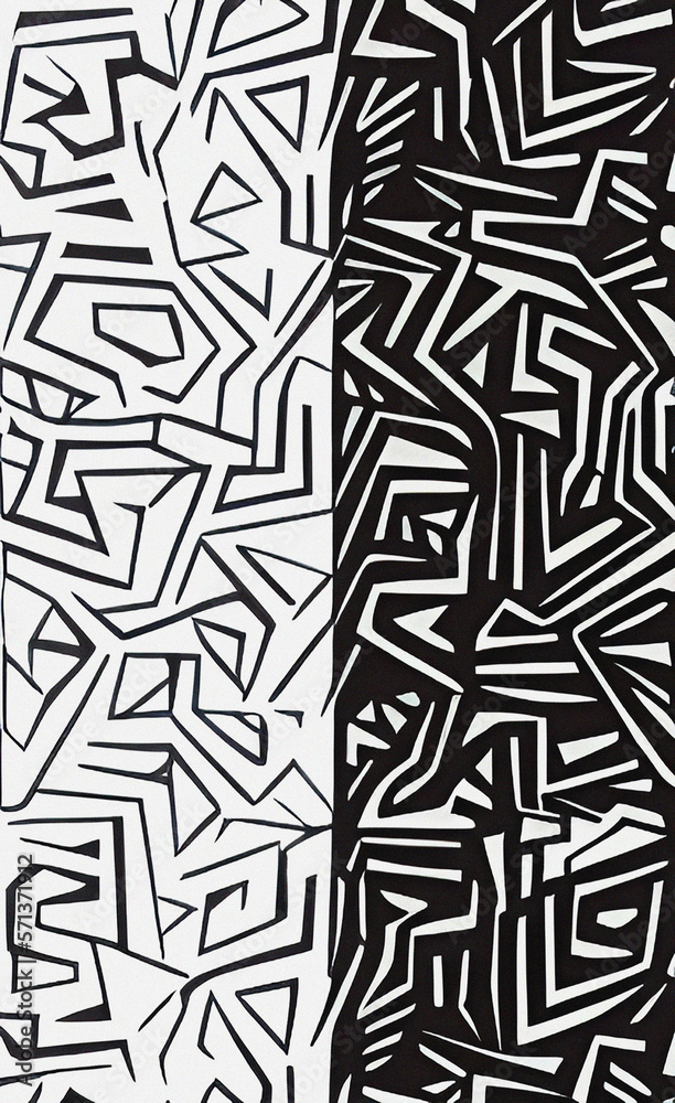 Black and white seamless pattern, Background with lines, Geometric Flyer 