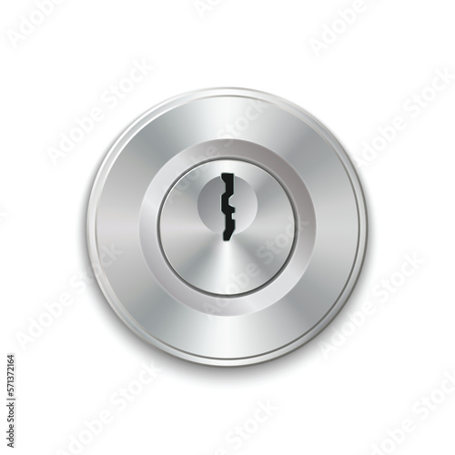 Metal door lock keyhole isolated.