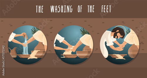Jesus Christ washing the feet of his disciples. Maundy Thursday