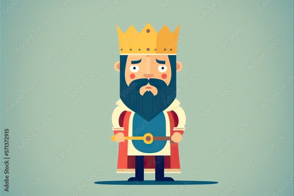 Little king with crown flat illustration created with Generative AI 