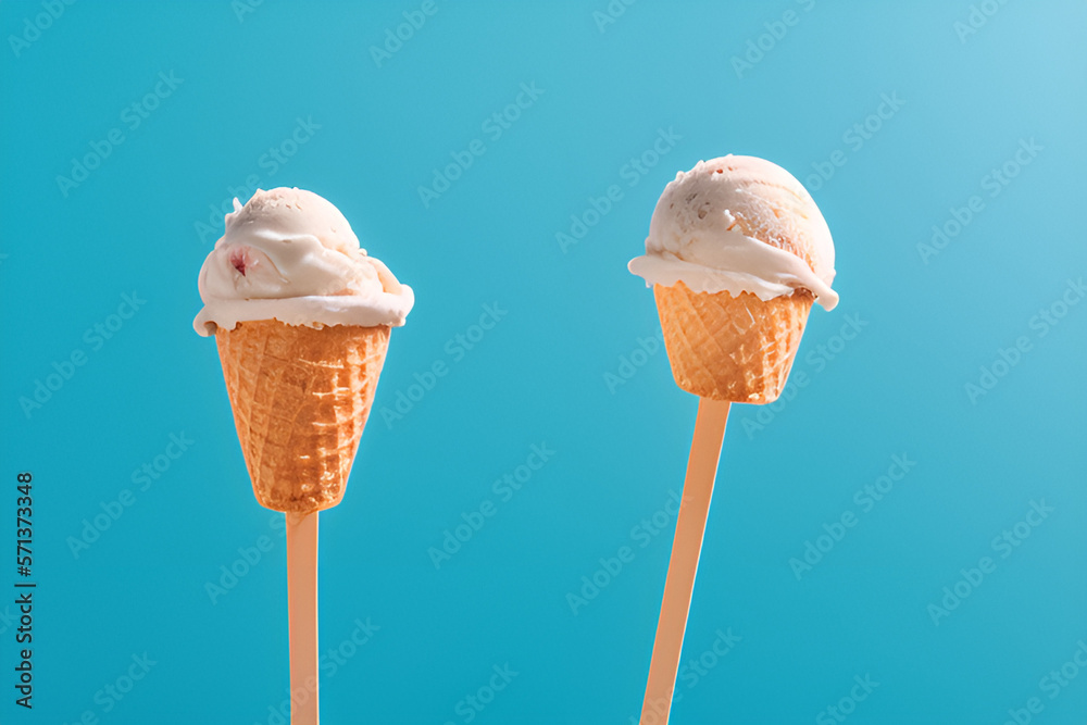 ice cream, ice cream cone, refreshing dessert, milky summer dessert, generative ai
