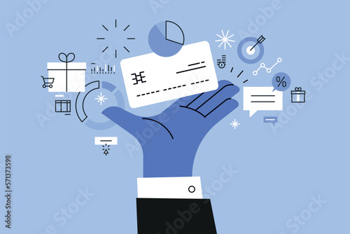 Vector illustration of payment method, finance, banking, accounting. Creative concept for web banner, social media banner, business presentation, marketing material.