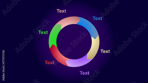 Virtuous circle diagram, wheel of seven-seventh methodology, seven parts graphic explanation virtuous cycle.