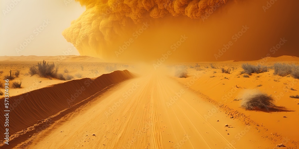4K desktop backdrop image of an African desert. dirt road with a