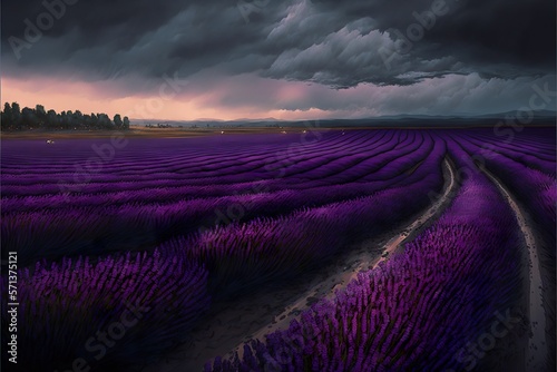 Lavender fields landscape created with Generative AI 