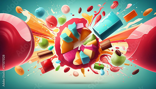 Colorful jelly lollipop marshmallow candies close up background new quality universal colorful joyful holiday food stock image illustration wallpaper design, Generative AI