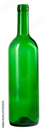 Empty 0.7 liter wine bottle on an isolated background.