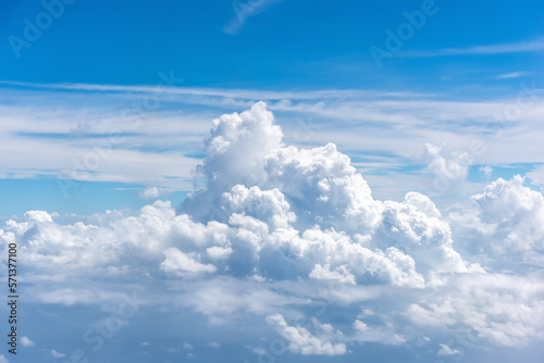 White cumulonimbus in the blue sky photo