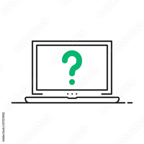 thin line notebook or laptop like exam icon
