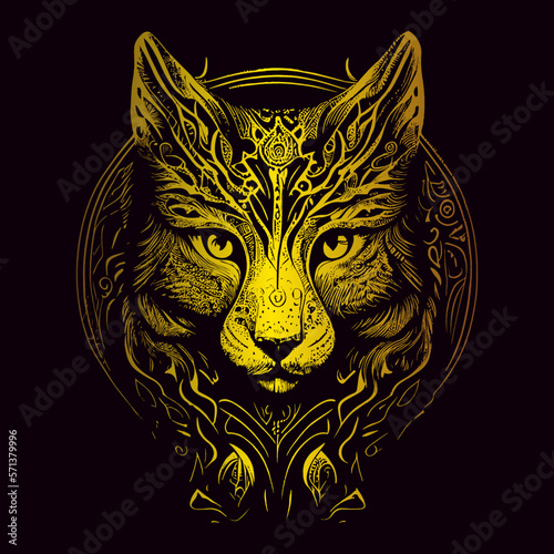 Golden Cat T-shirt Design Vector