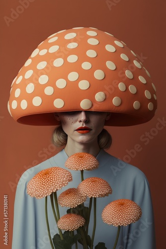 Fashion concept, woman portrait with flowers