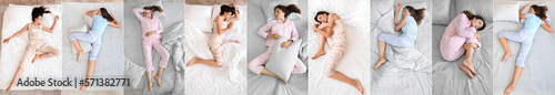 Collage of young woman slee...