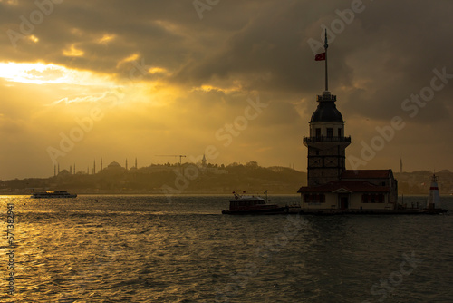Maiden's Tower in the Sunset, Uskudar Istanbul, Turkiye
