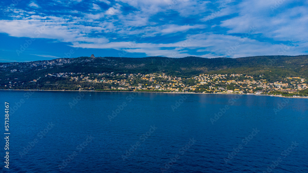 Fototapeta premium Seaside town Trieste from above