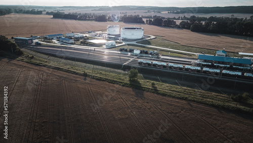 Railway oil terminal from above, Wierzbno, Poland