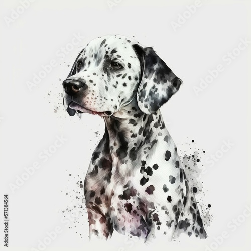 Watercolor Cute Puppy Dog Dalmatian