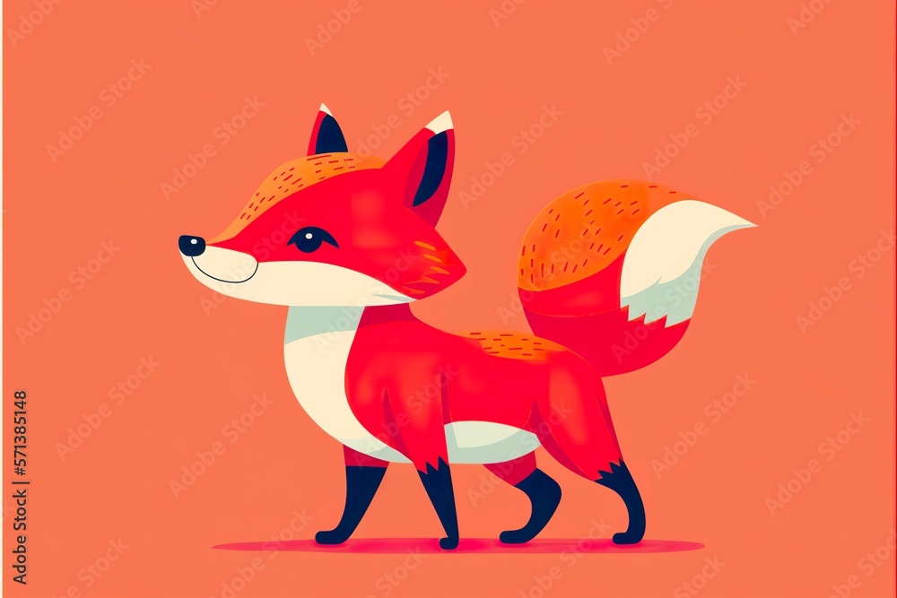 Obraz premium Cute fox flat illustration created with Generative AI