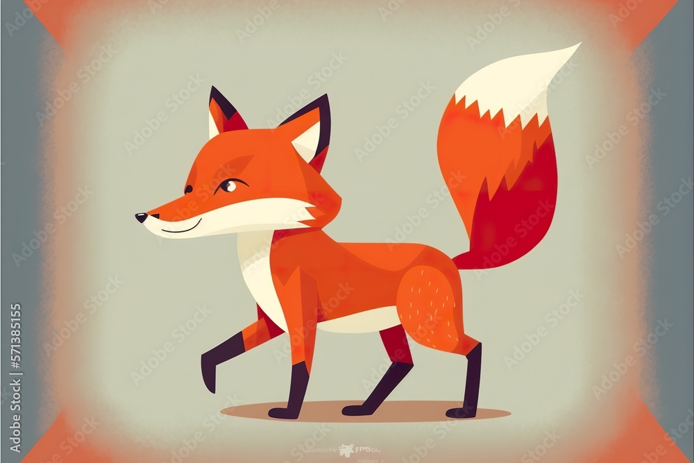 Obraz premium Cute fox flat illustration created with Generative AI 