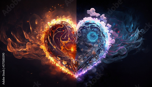 burning and cold heart, duality heart in the dark, spirituality, using ai