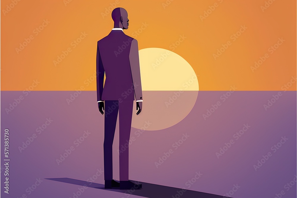Man stand with his back created with Generative AI Man stand with his back created with Generative AI