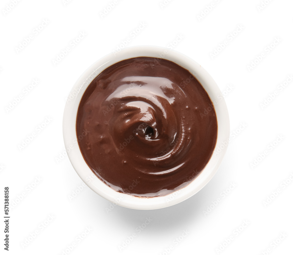 Bowl of delicious chocolate pudding isolated on white background Bowl of delicious chocolate pudding isolated on white background