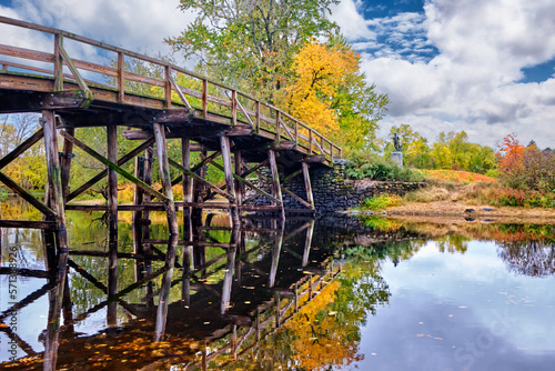 Minute Man statue and the Old North Bridge in Minute Man National Park, Concord, Massachusetts photo