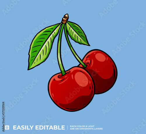 Cerise Rouge Illustration Vecteur