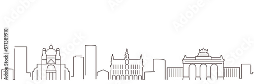 Brussels Dark Line Simple Minimalist Skyline With White Background