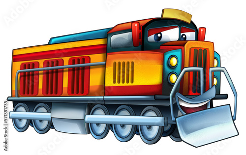 Cartoon city electric train transportation isolated illustration for children