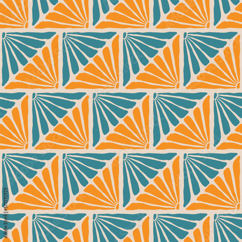 Aesthetic Contemporary printable retro groovy flowers seamless pattern. Decorative Hippie Naive 60's, 70's style Vintage boho background in minimalist style for fabric, wallpaper or wrapping